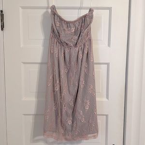 Gray and pink strapless dress